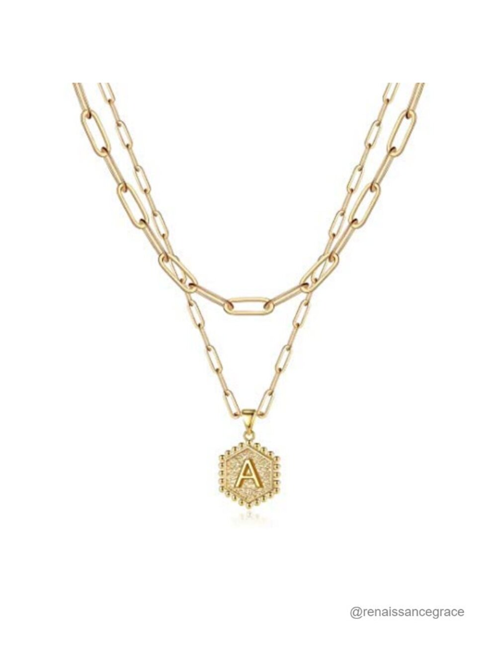 14k Gold Plated Layered Initial Necklace Set